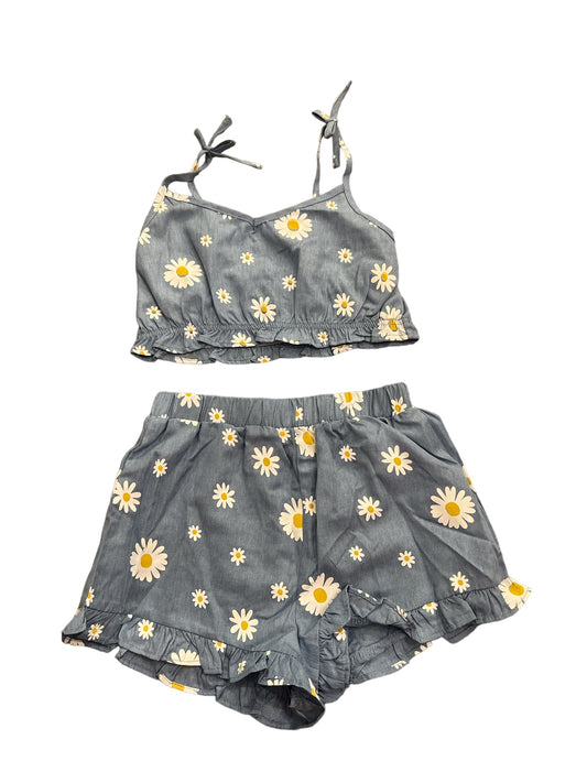 Girls Blue Flowered Two Piece Outfit