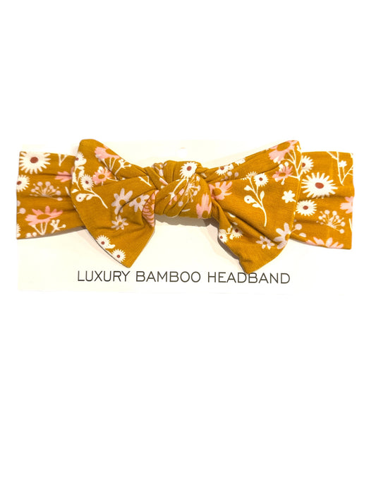 Mustard Floral Bamboo Stretchy Headband