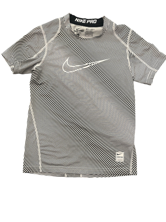 Boys White Striped Nike Shirt