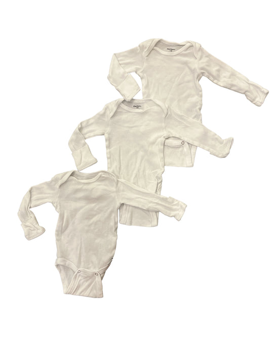 Set of 3 Long Sleeve White Onesies