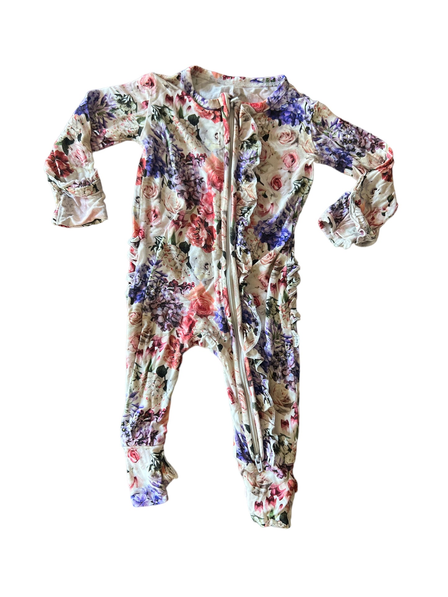 Girls Flowered Ruffle Pajamas