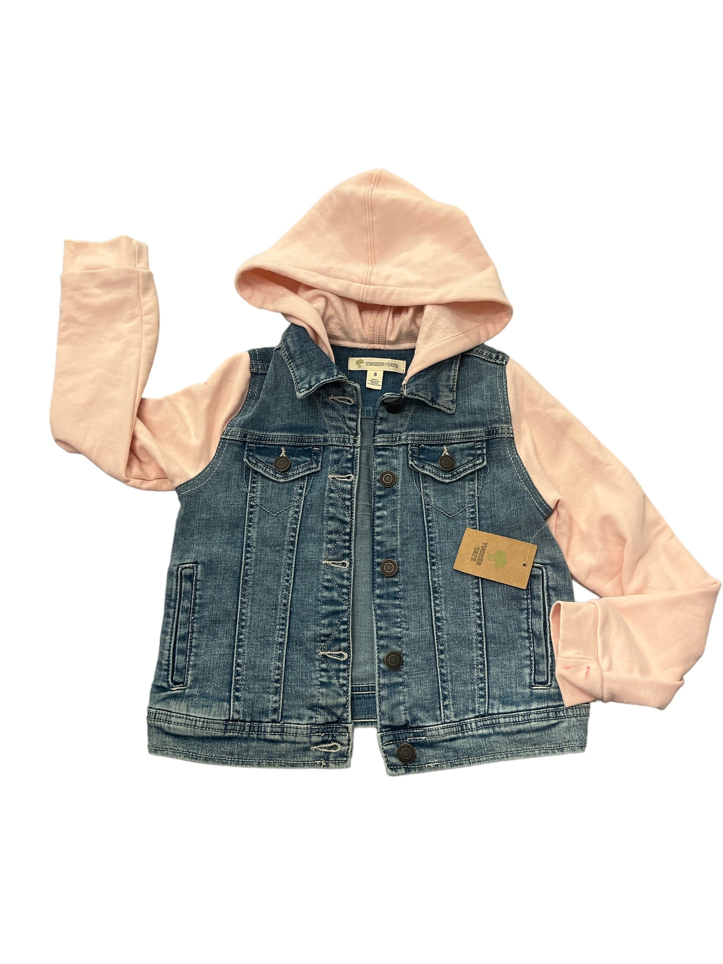 NWT Girls Pink Hoodie Jean Jacket