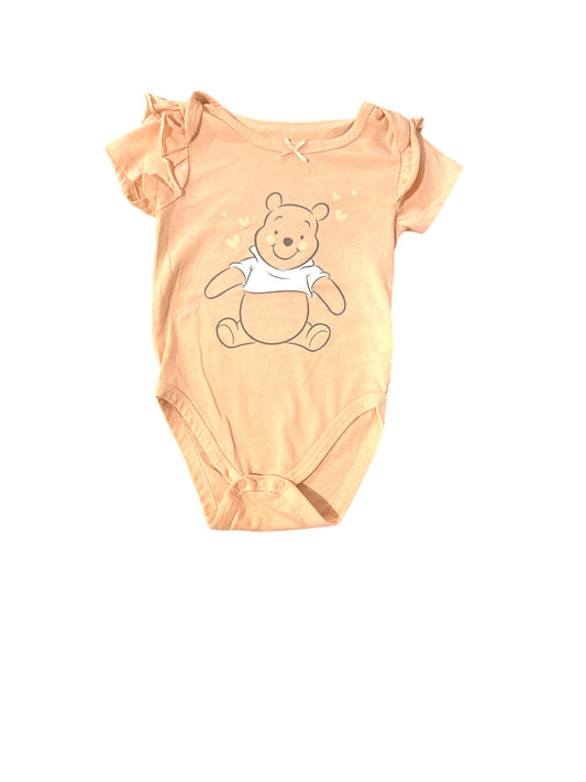 Orange Pooh Bear Short Sleeve Onesie